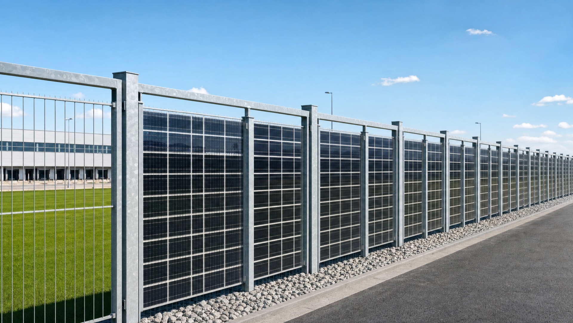Gard solar HelioFence pe perimetrul unui sit industrial